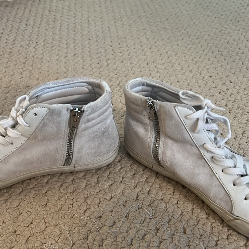 Golden Goose White Suede & Leather High-Top Sneakers with Gold Star - Picture 4 of 10